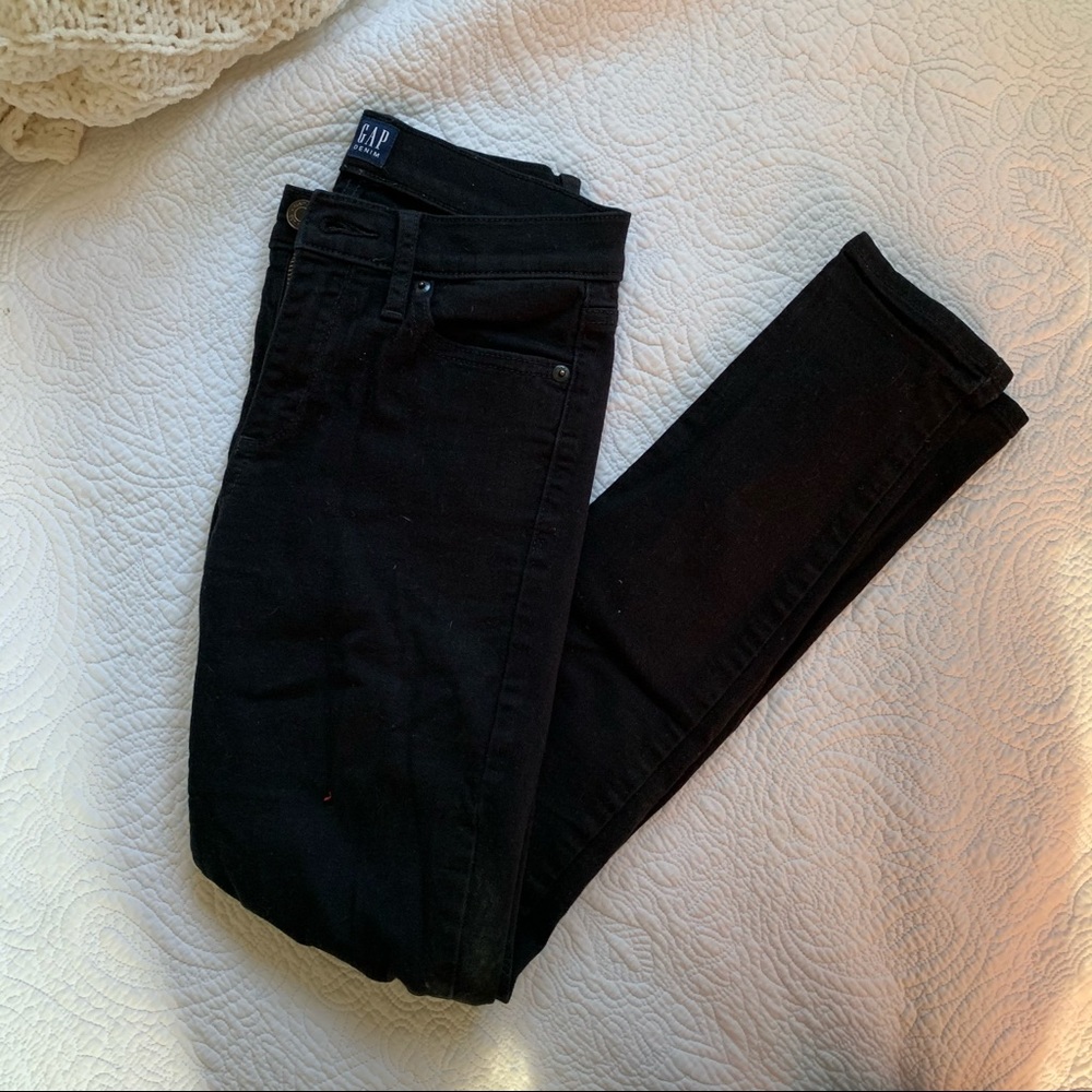 Gap high rise black skinny jeans